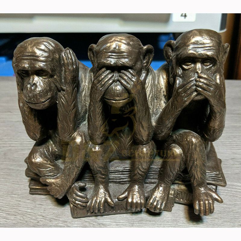 Bronze Three Garden Monkey Sculpture