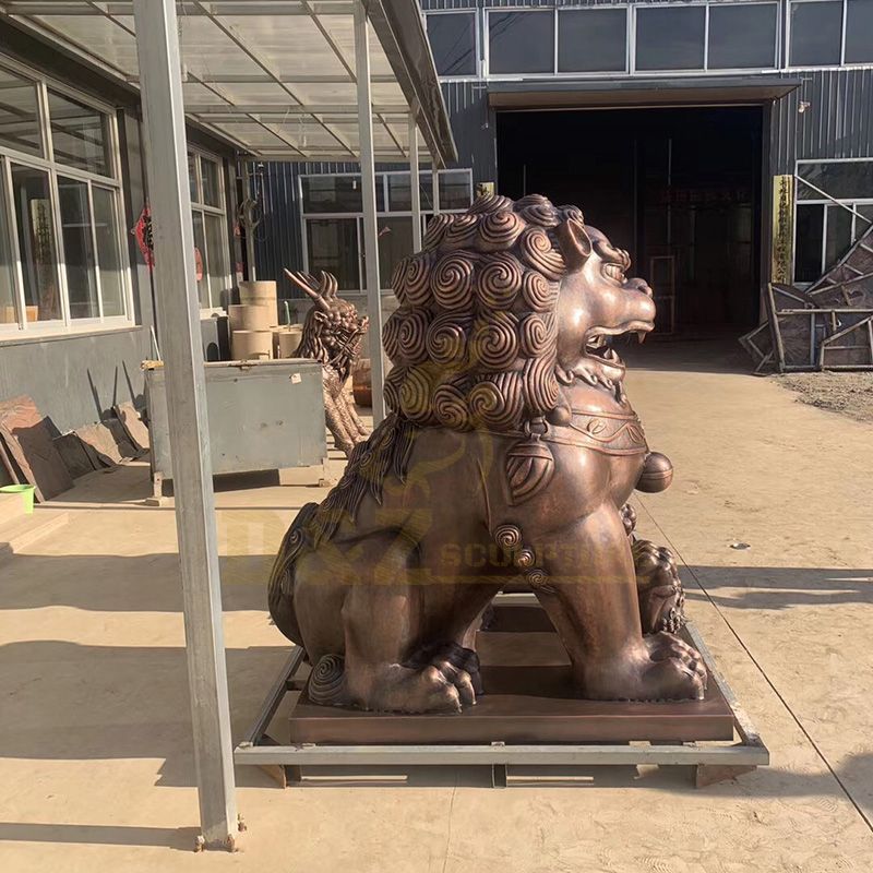 Factory Supply Chinese Brass Bronze Fu Foo Dog Statues Lion Sculpture