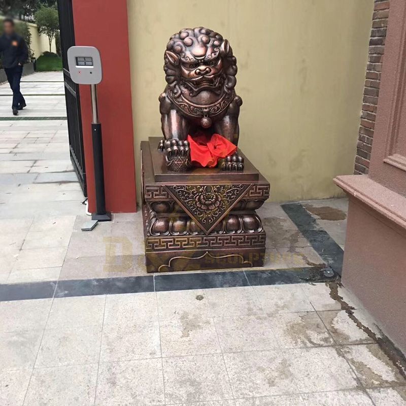 Chinese Traditional Life Size Bronze Foo Dog Statue Brass Lion Sculpture