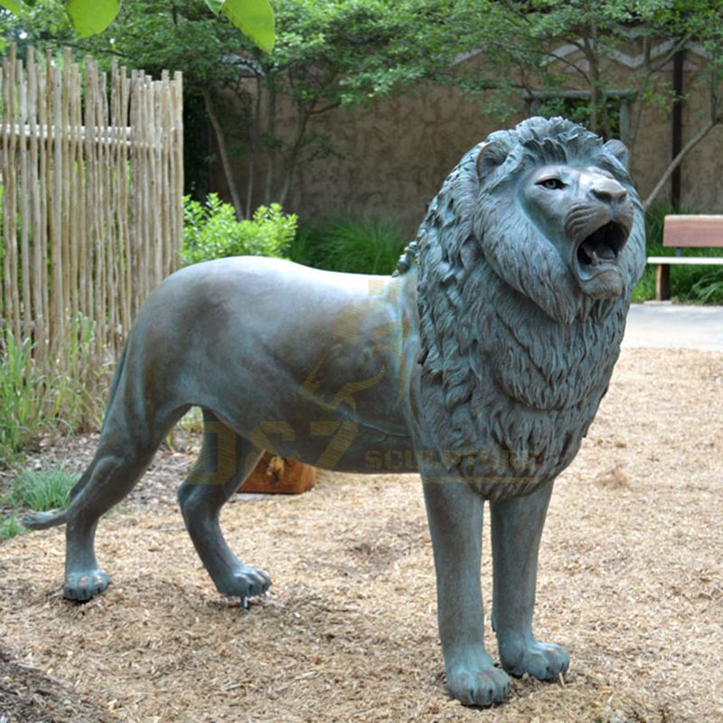 Outdoor Garden Metal Statue Life Size Bronze Roaring Lion Sculpture