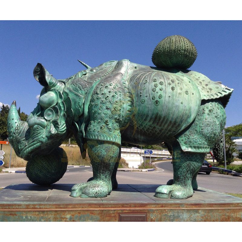 Street Art Animal Statue Garden Bronze Rhinoceros Sculpture
