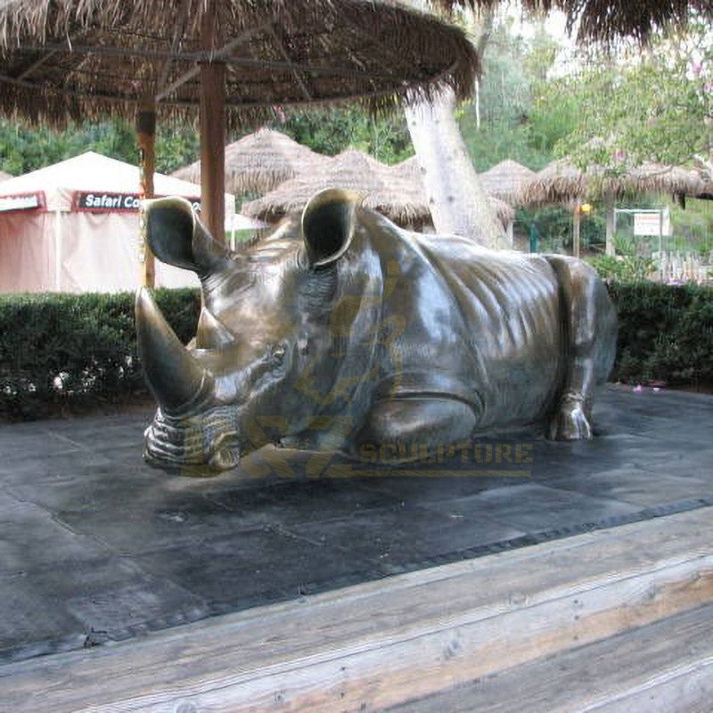 Life Size Garden Bronze Rhinoceros Sculptures