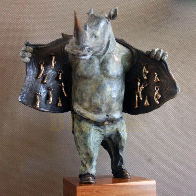 City Decoration Large Bronze Rhinoceros Sculpture