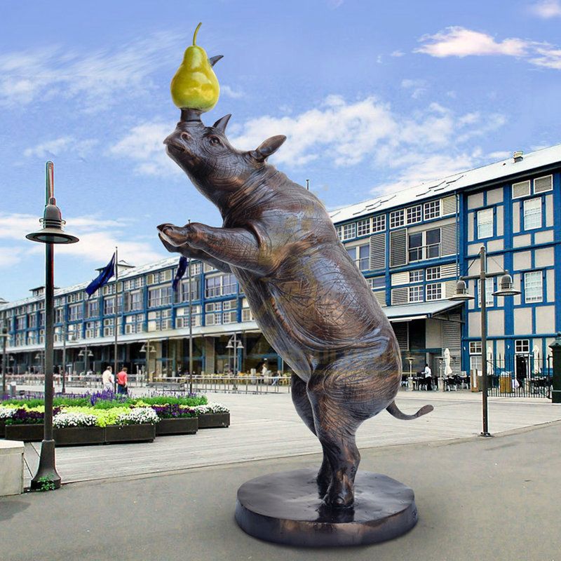 Factory Direct Supplied Outdoor Life Size Bronze Rhinoceros Sculpture