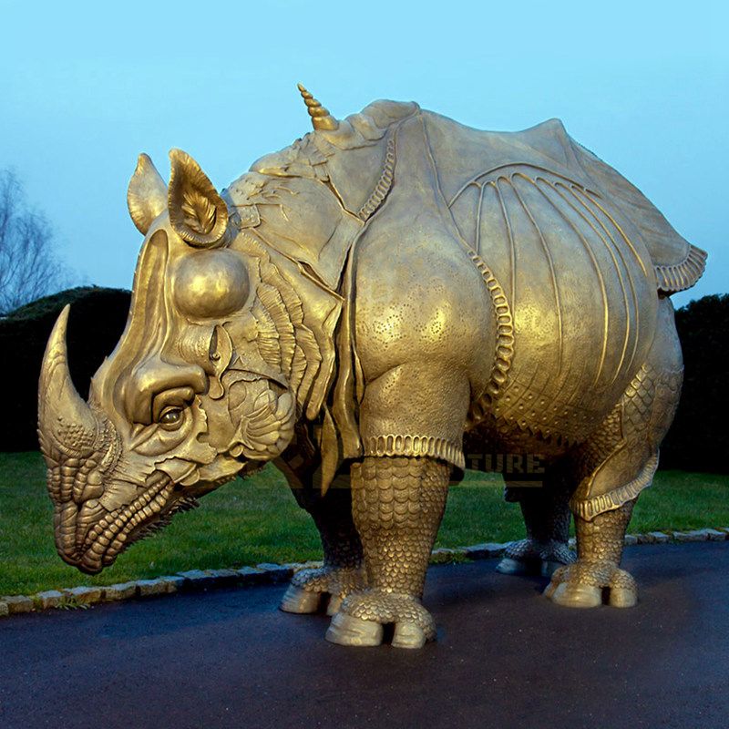 Life Size Garden Bronze Rhinoceros Sculpture Statue