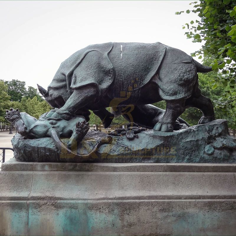 Life Size Bronze Rhinoceros Statues Sculpture