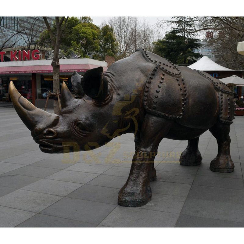 Large Copper Rhinoceros Garden Sculpture