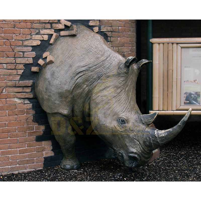 Realistic Life Size Bronze Rhino Head Statue