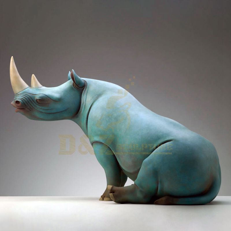 Cast Bronze Rhinoceros Statue For Garden Decoration