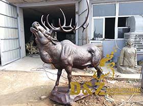 Factory custom made lost wax bronze elk sculpture matal casting decoration for garden outdoor