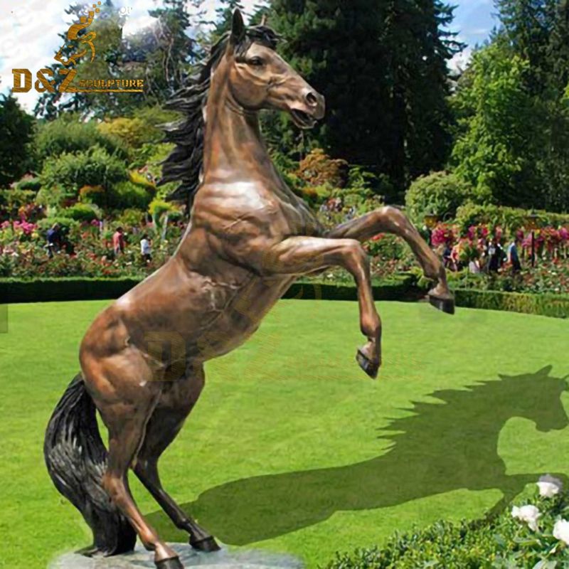 Outdoor metal animal decoration garden leaping horse bronze statue for sale