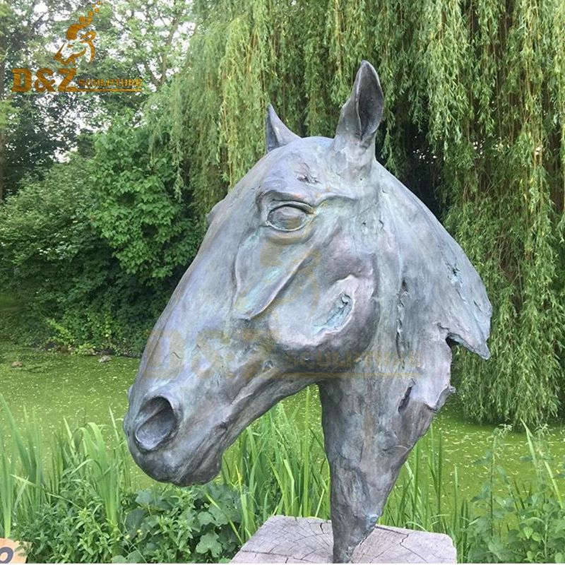 Outdoor animal sculpture bronze horse head sculpture garden decoration for sale
