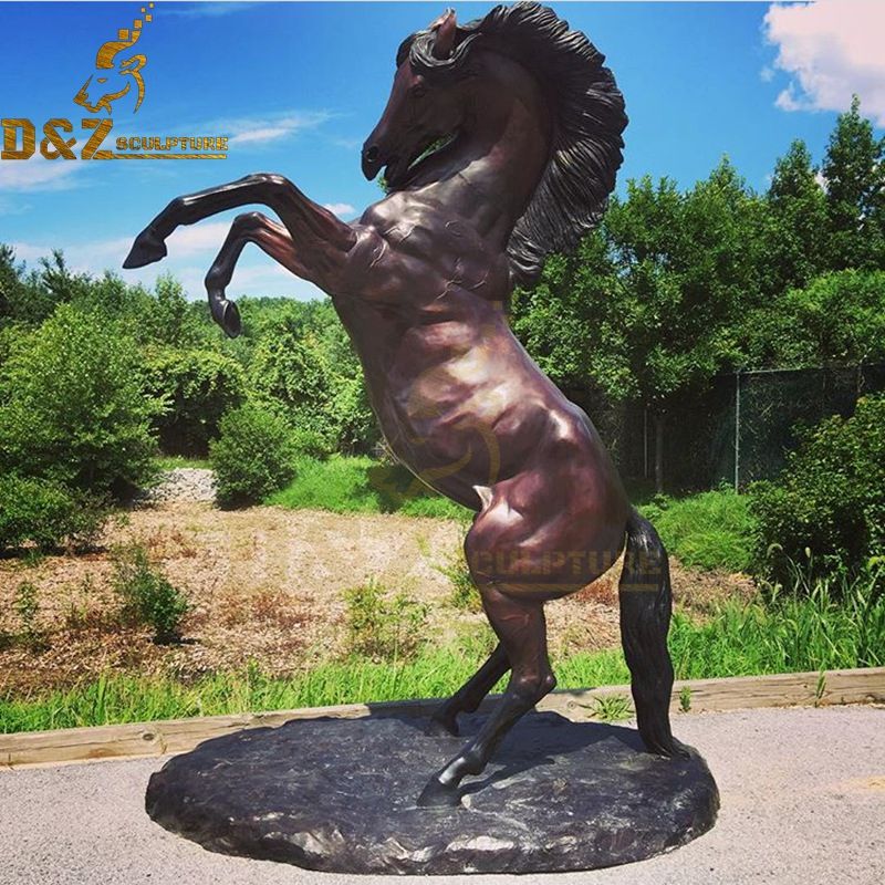 Exquisite animal metal brass standing horse sculpture garden decoration for sale