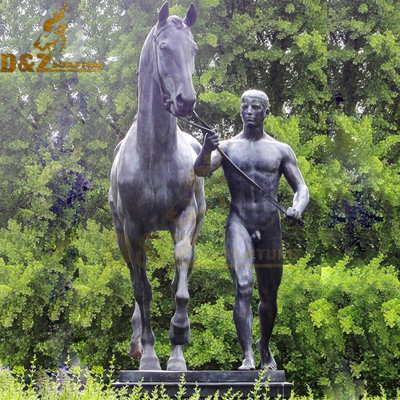 Garden decoration sculpture bronze Der Rosselenker and horse sculpture for sale