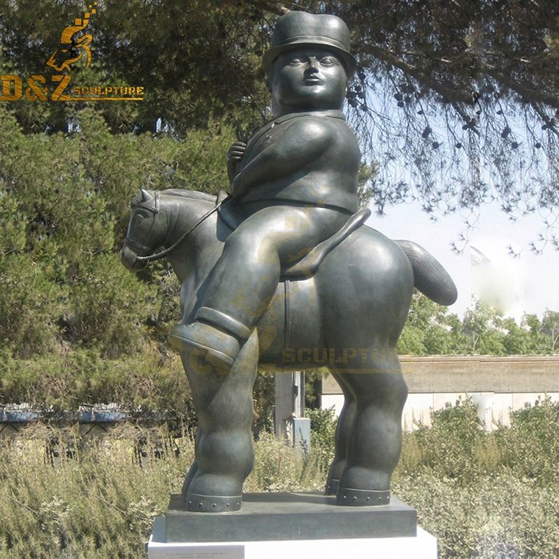 Large fernando botero sculpture Bronze Fat Man on Horseback Statue for Sale