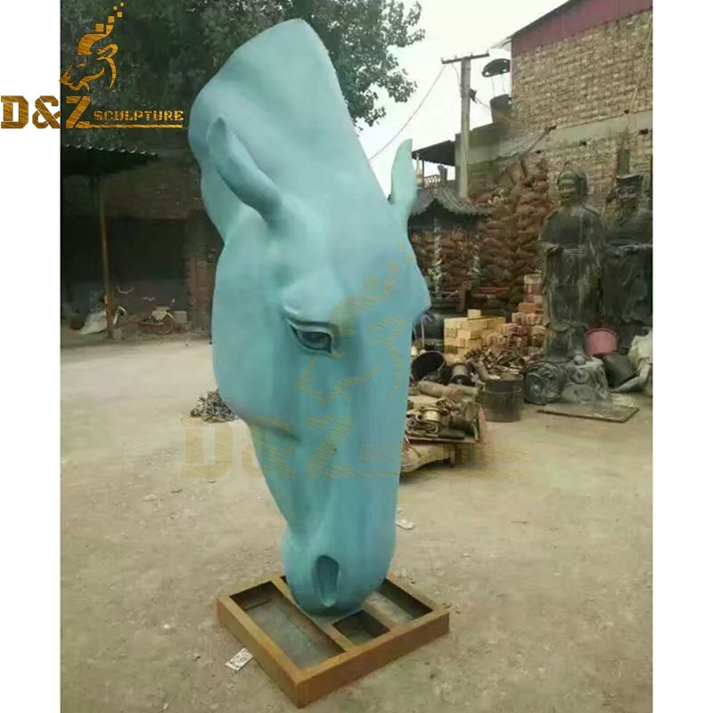 bronze horse head statue