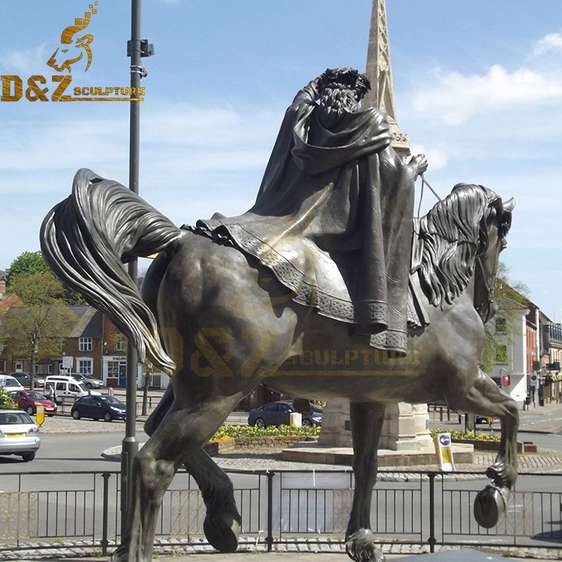 Outdoor sculpture man riding on Arabian horse bronze statue for sale