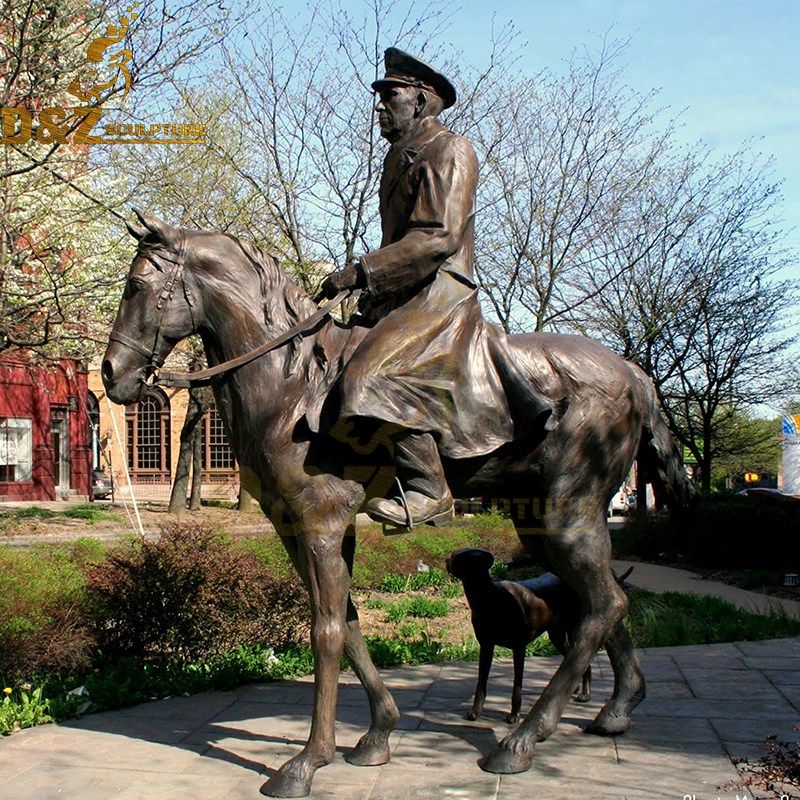 Western design high quality man riding horse garden bronze statue for sale