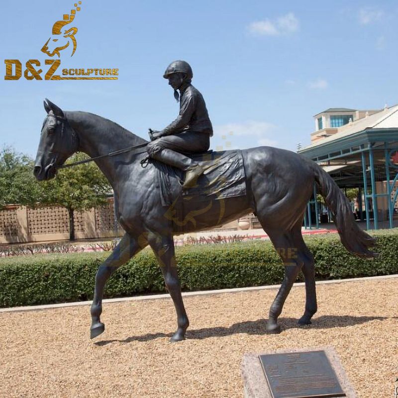 Life Size Bronze Racing Horse with Jockey Statue Design Horse Garden Sculpture for Sale