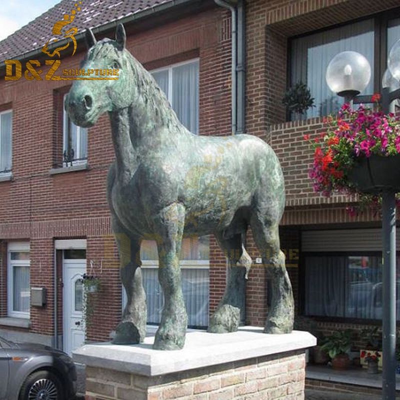 High quality outdoor bronze casting draft horse statue for sale