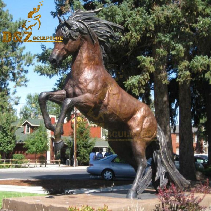 Large outdoor metal jumping horse bronze sculpture garden decoration