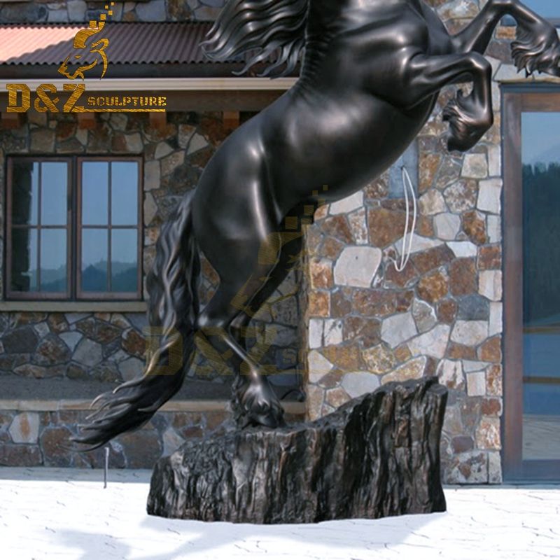 Customized lifesize black bronze jumping horse statue for sale