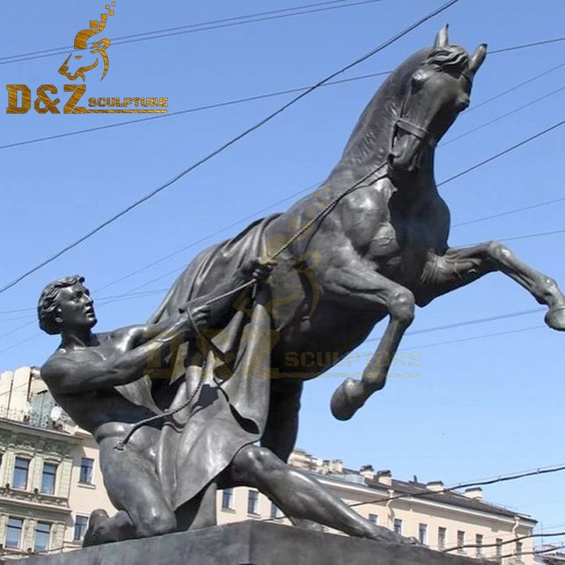 Famous Western Design Bronze Horse Trainer Leading Horse Sculpture for Sale