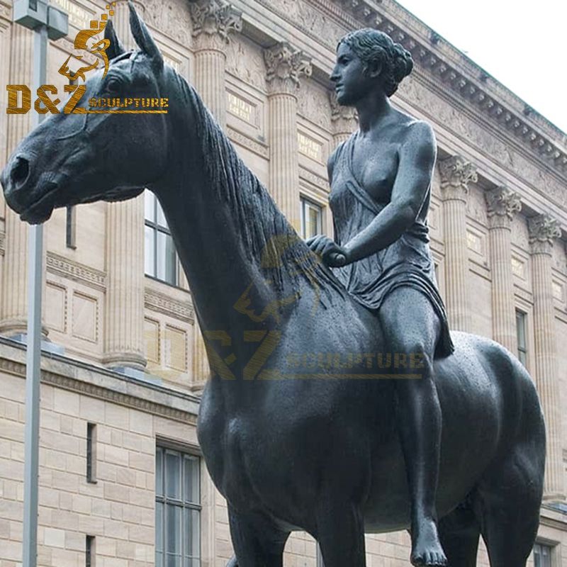 bronze girl with horse statue