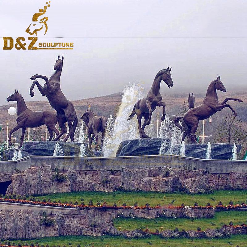 Large animal garden decoration bronze horse fountain artwork for sale