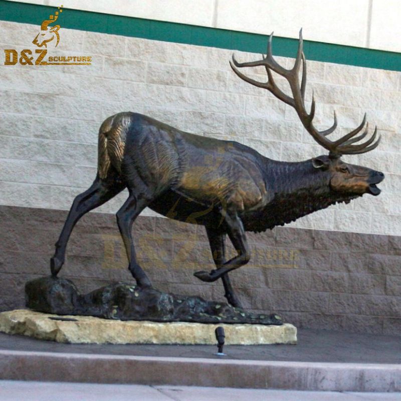 Hot sale new design howling elk bronze sculpture for garden decoration