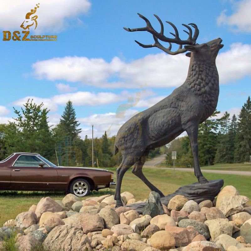 Western design life-size bronze outdoor elk statue animal artwork decoration