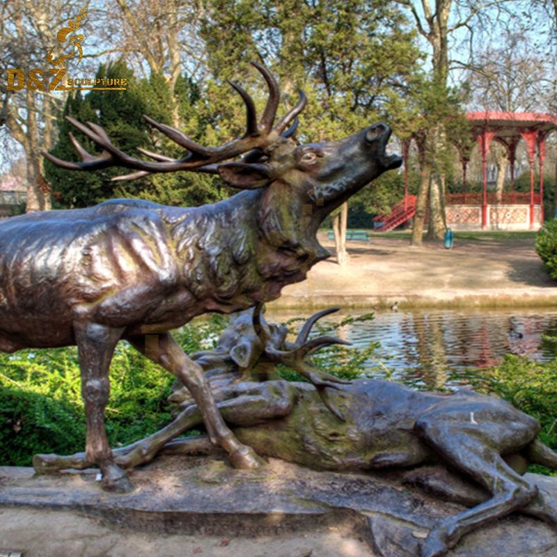 outdoor metal deer statue