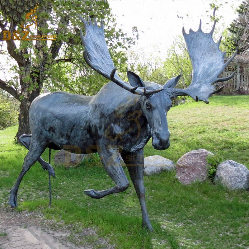 Beautiful outdoor animal metal moose sculpture garden decoration