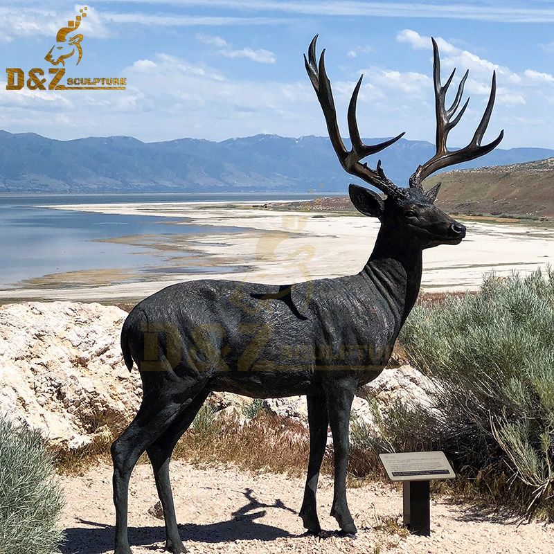 Antique bronze deer statue animal sculpture garden design for sale