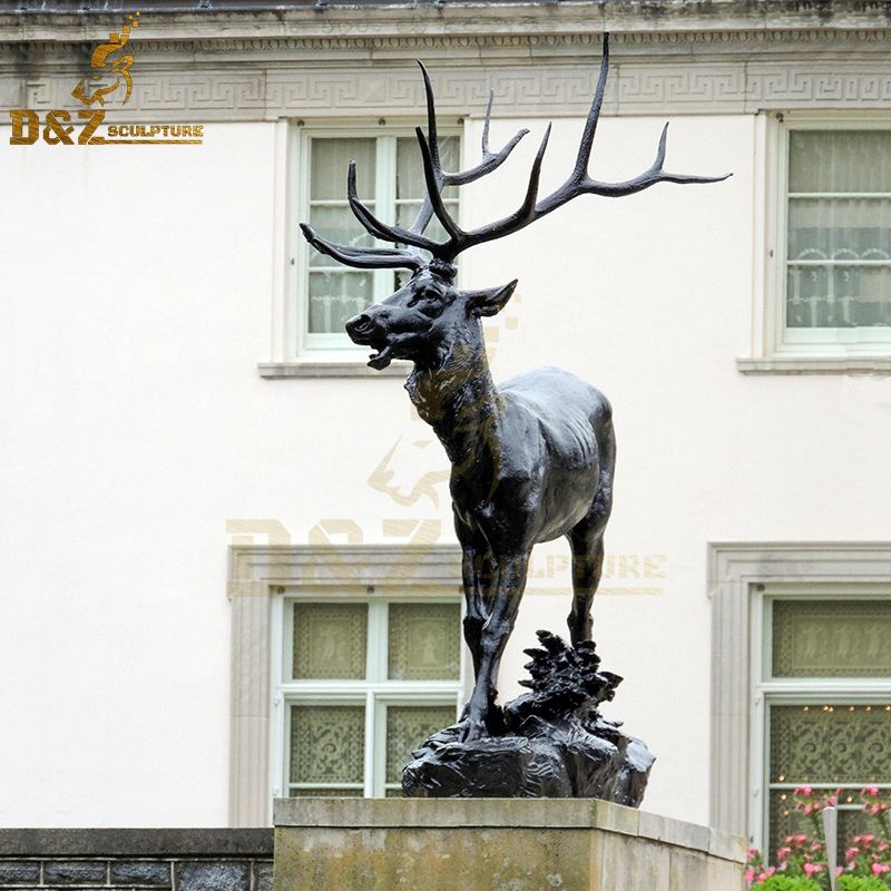 Western modern design howling bronze elk statue for garden sale
