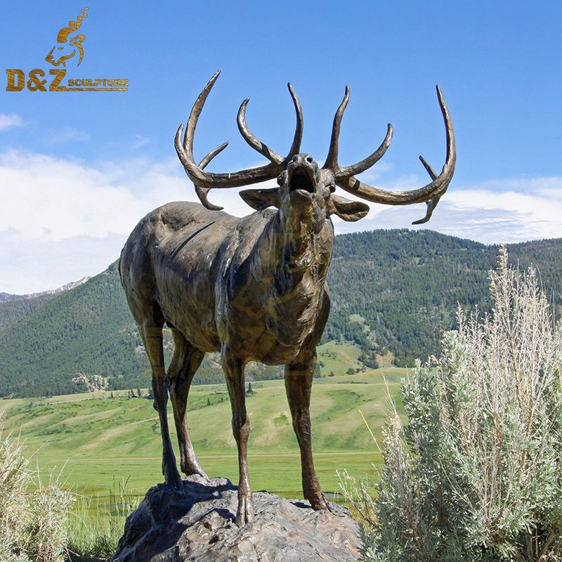 Real-size garden sculpture bronze elk statue artwork for sale