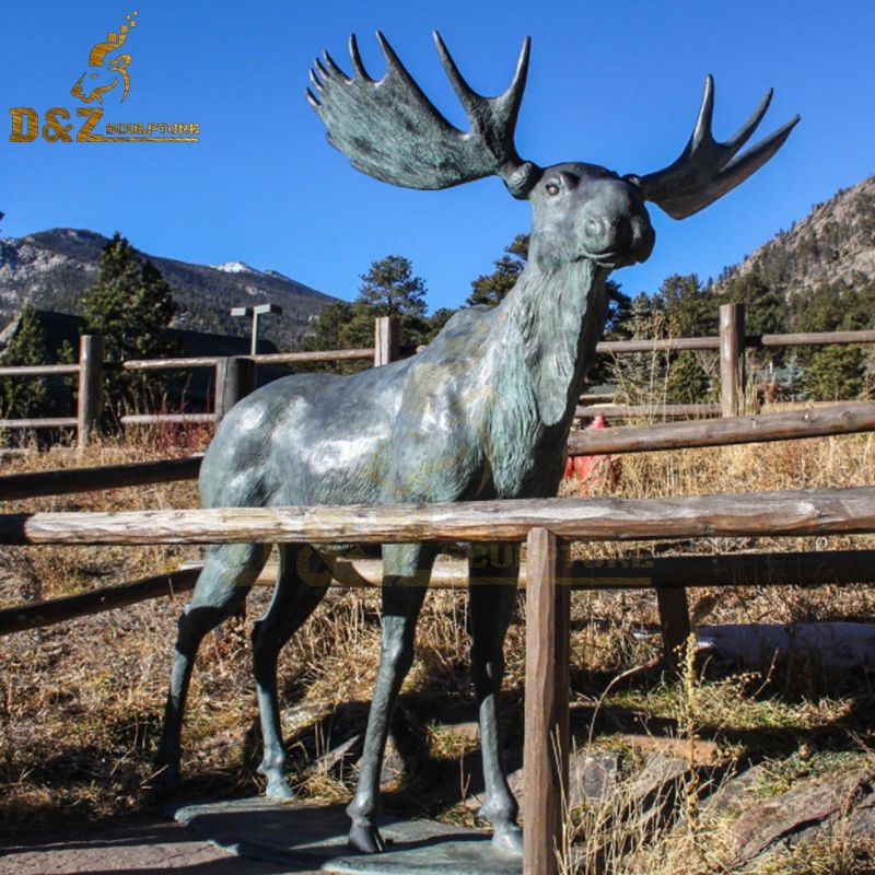 Customized garden metal sculpture full size bronze moose statue for sale