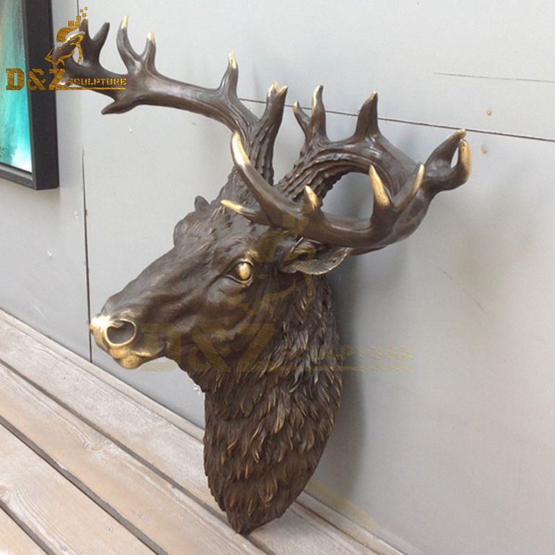 High quality indoor and outdoor bronze deer head wall art sculpture