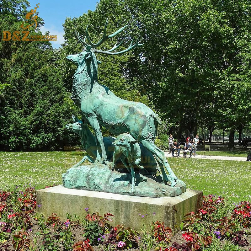 New design park decorated bronze doe and fawn sculptures for sale