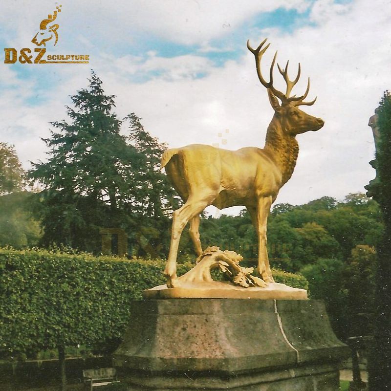 Custom High quality garden metal golden deer sculpture for sale