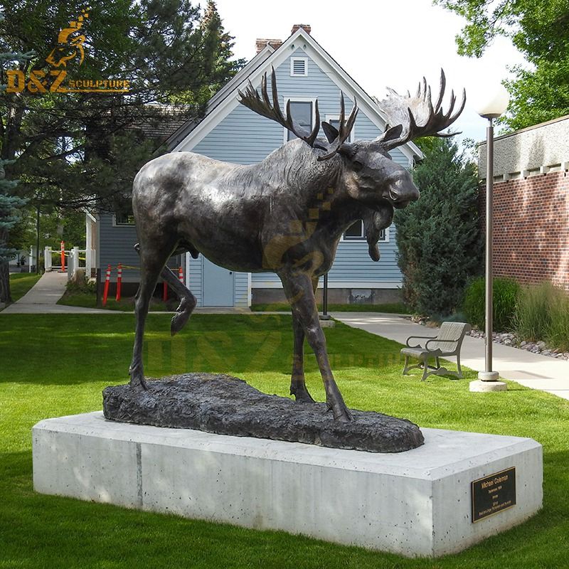 Life size outdoor moose metal sculpture decor for sale