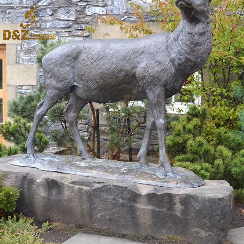 life size brass deer statue