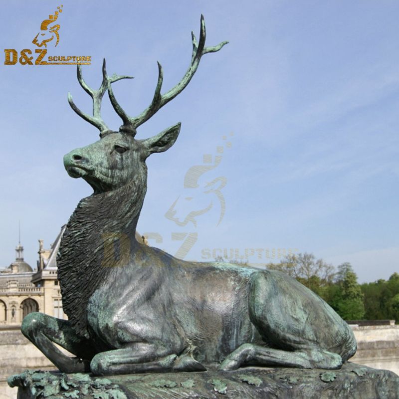 High-quality good price outdoor large lying bronze deer statue