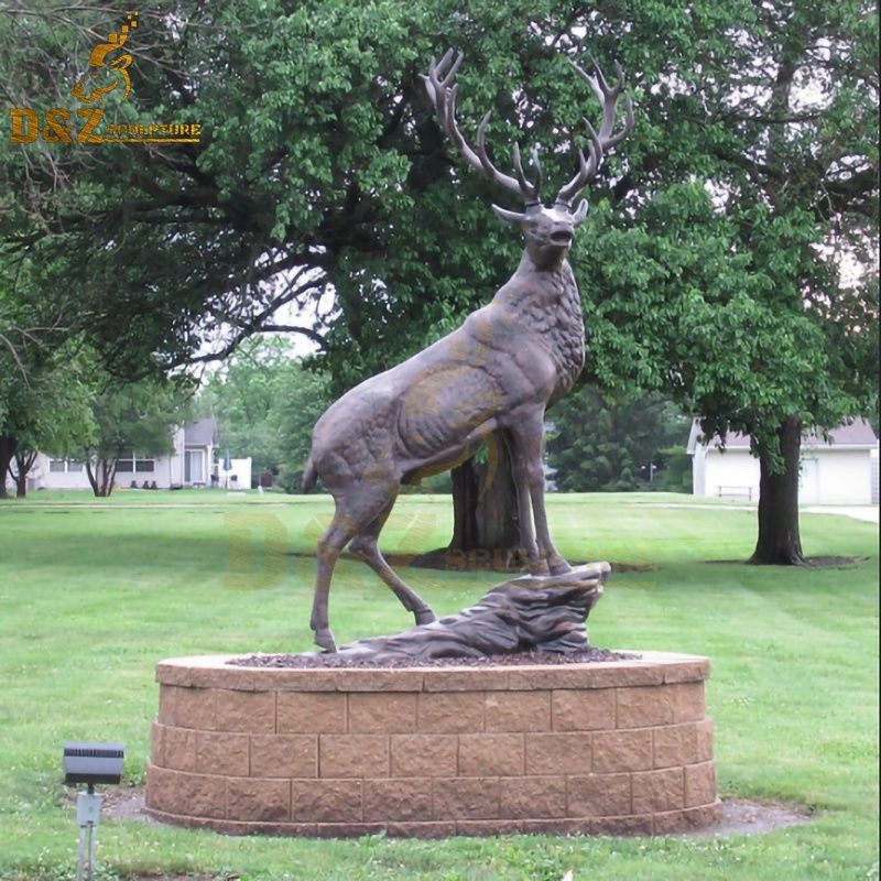 Metal animal sculpture bronze deer lawn ornament statue for sale