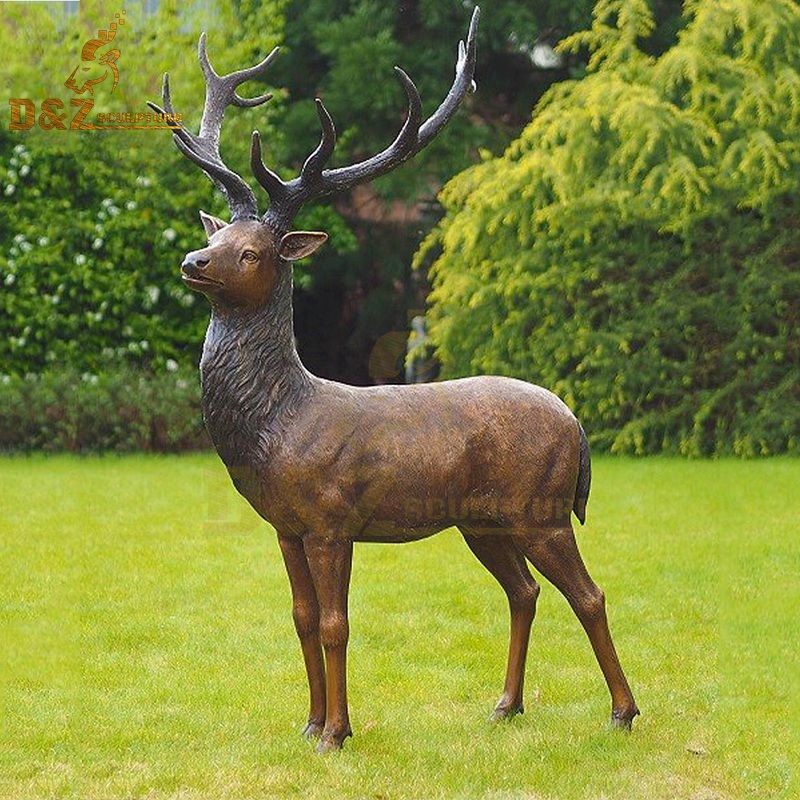 Life-size garden sculpture bronze elk stag statue for sale