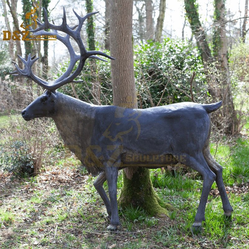 Realistic outdoor high quality bronze reindeer sculpture for sale