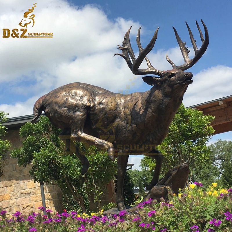 New design standing bronze life-size reindeer statue for sale