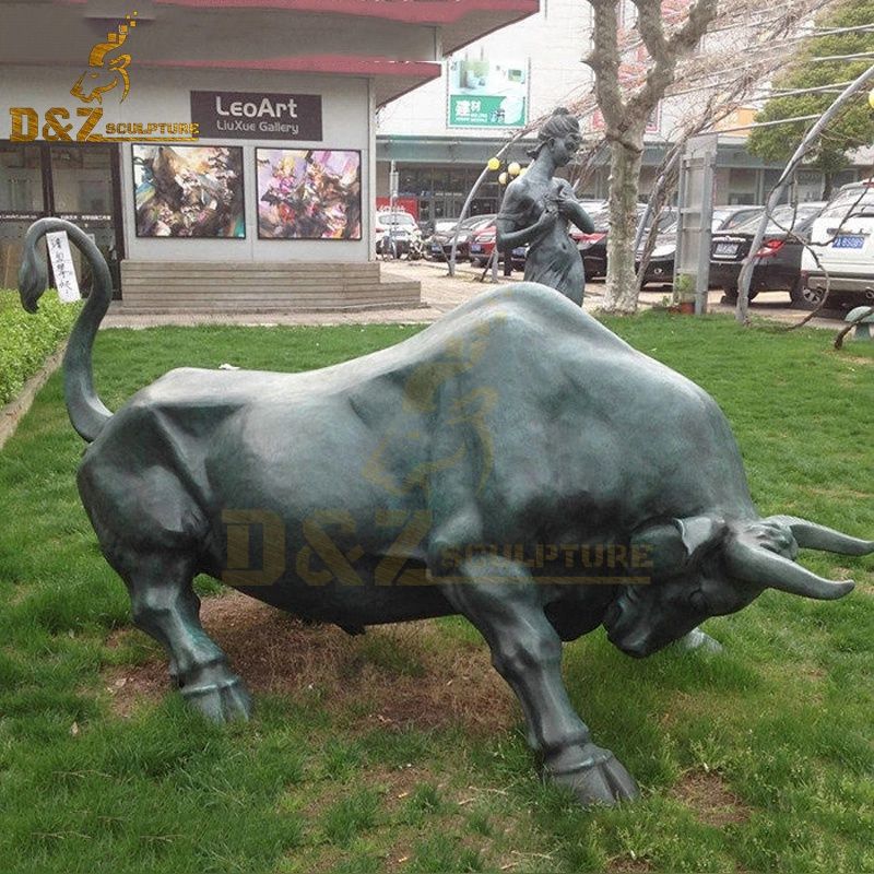 Outdoor lawn decoration animal bronze bullfighting statue for sale