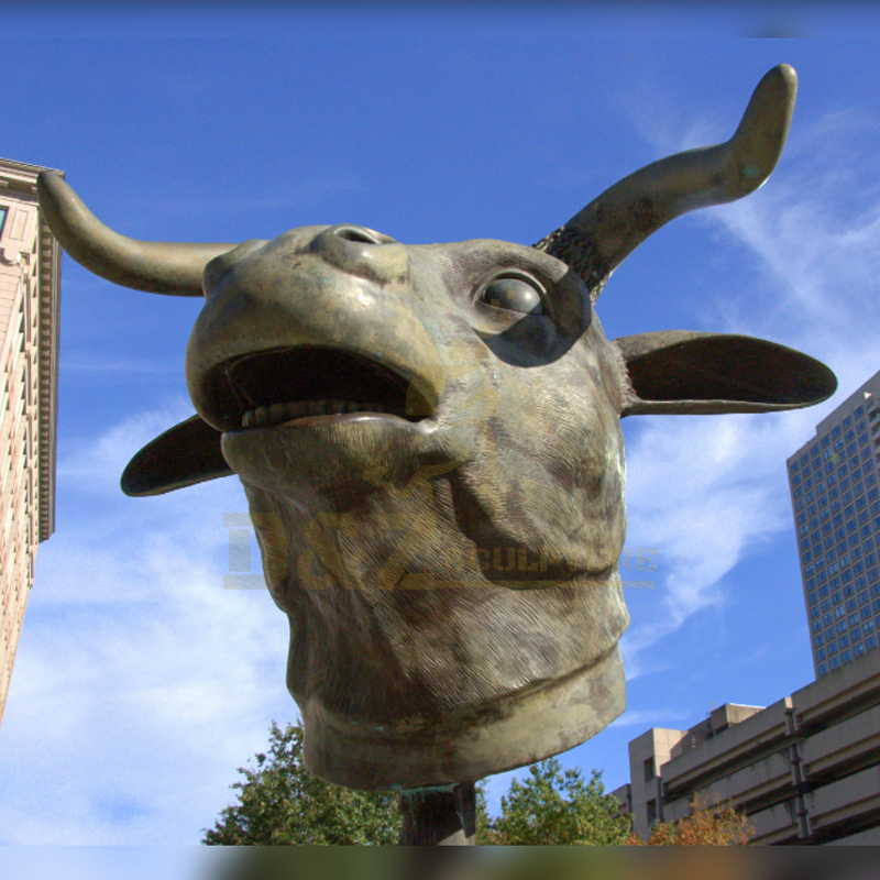 Metal animal bronze bull head sculpture garden decoration for sale