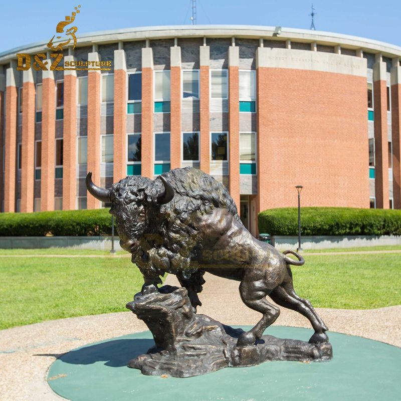 Newly designed custom life-size bronze bison sculpture for sale